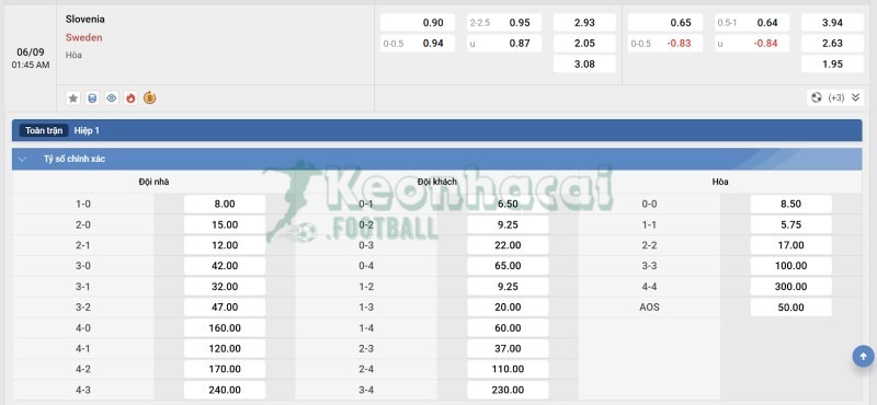 Phong độ và lịch sử đối đầu của Slovenia vs Thụy Điển